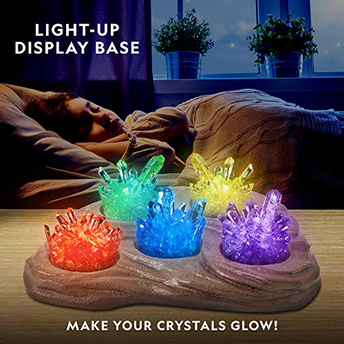 NATIONAL GEOGRAPHIC Mega Crystal Growing Kit for Kids – Grow 6 Vibrant Crystals Fast (3-4 Days), with Light-Up Display Stand and Real Gemstones, Crystal Making Science Kit (Amazon Exclusive)