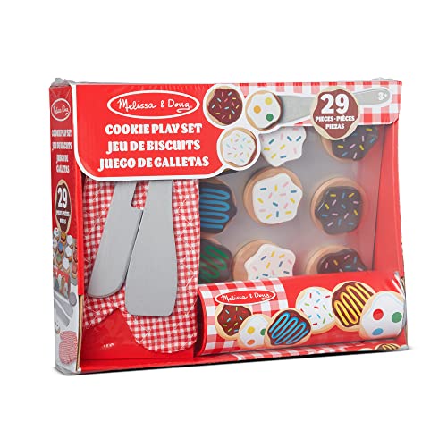 Melissa & Doug Slice and Bake Wooden Cookie Play Food Set - Pretend Cookies And Baking Sheet, Wooden Play Food Set, Toy Baking Set For Kids Ages 3+