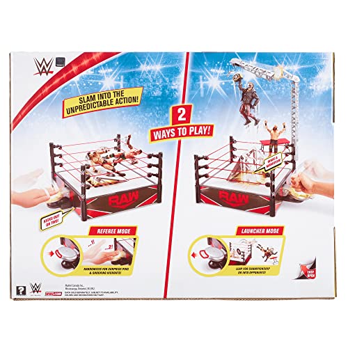 Mattel WWE Kickout Ring Wrekkin Playset with Randomized Ring Count, Springboard Launcher, Crane, WWE Championship & Accessories, 13-Inch X 20-Inch Ring, Multicolor