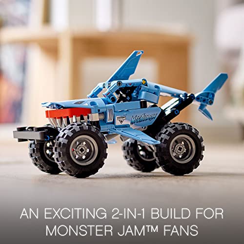 LEGO Technic Monster Jam Megalodon 42134 Set - 2 in 1 Pull Back Shark Truck to Lusca Low Racer Car Toy, Summer DIY Building Toy Ideas for Outdoor Play for Kids, Boys, and Girls Ages 7+