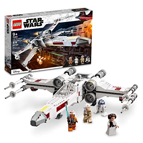 LEGO Star Wars Luke Skywalker's X-Wing Fighter 75301 Building Toy Set - Princess Leia Minifigure, R2-D2 Droid Figure and Jedi Spaceship .