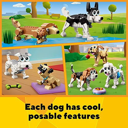 LEGO Creator 3-in-1 Adorable Dogs Building set for Dog Lovers, Featuring Dachshund, Beagle, Pug, Poodle, Husky, or Labrador .