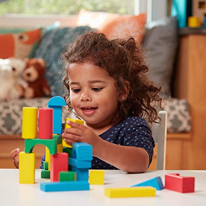 Melissa & Doug Wooden Building Set - 100 Blocks in 4 Colors and 9 Shapes