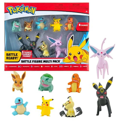 Pokémon Battle Figure 8-Pack - Features Charmander, Bulbasaur, Squirtle, Mimikyu, Pikachu, Eevee, Umbreon, Espeon