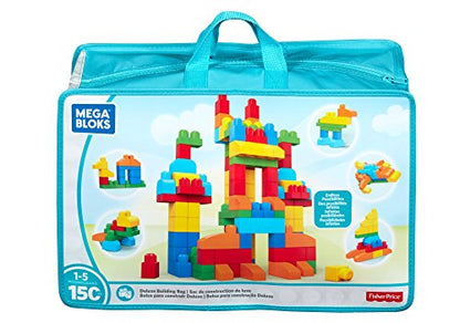 MEGA BLOKS Fisher-Price Toddler Block Toys, Deluxe Building Bag with 150 Pieces and Storage Bag, (Amazon Exclusive)