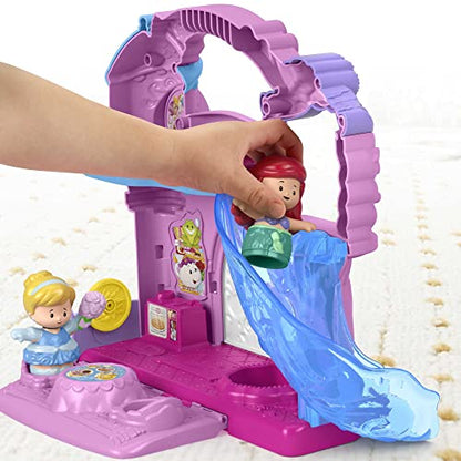 Fisher-Price Disney Princess Toddler Toy Little People Play & Go Castle Portable Playset with Ariel & Cinderella Figures for Ages 18+ Months