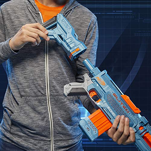 NERF Elite 2.0 Echo CS-10 Blaster - 24 Official Darts, 10-Dart Clip, Removable Stock and Barrel Extension, 5 Tactical Rails