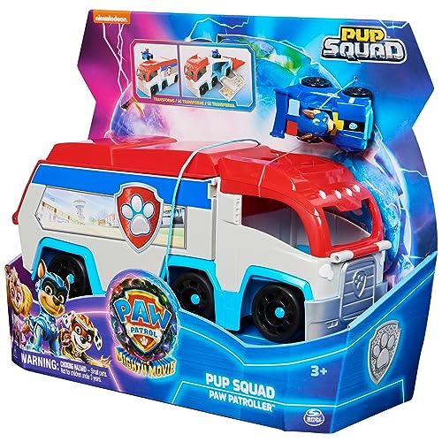 Paw Patrol: The Mighty Movie, Pup Squad Patroller Toy Truck, with Collectible Mighty Pups Chase Pup Squad Toy Car, Kids Toys for Boys & Girls Ages 3+