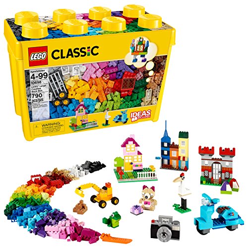 LEGO Classic Large Creative Brick Box 10698 Building Toy Set for Back to School, Toy Storage Solution for Classrooms, Interactive Building Toy for Kids, Boys, and Girls