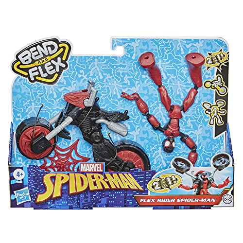 Spider-Man Marvel Bend and Flex, Flex Rider Action Figure and 2-in-1 Motorcycle for Kids Ages 4 and Up