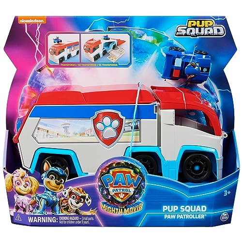 Paw Patrol: The Mighty Movie, Pup Squad Patroller Toy Truck, with Collectible Mighty Pups Chase Pup Squad Toy Car, Kids Toys for Boys & Girls Ages 3+