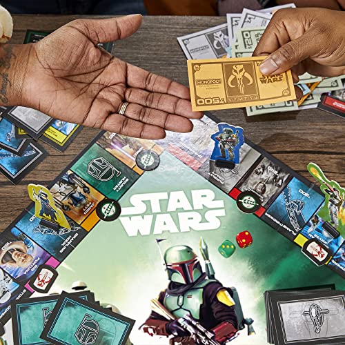 Monopoly: Star Wars Boba Fett Edition Board Game for Kids Ages 8+, Inspired by The Star Wars Movies and The Mandalorian TV Series