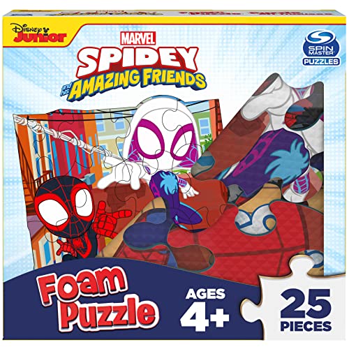 Marvel, 25-Piece Jigsaw Foam Squishy Puzzle Go Spidey! for Kids Ages 4 and up