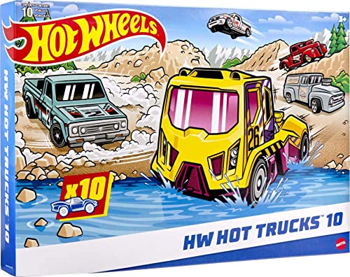 Hot Wheels 10-Pack, Set of 10 Toy Trucks in 1:64 Scale, Mix of Officially Licensed & Unlicensed (Styles May Vary) (Amazon Exclusive)