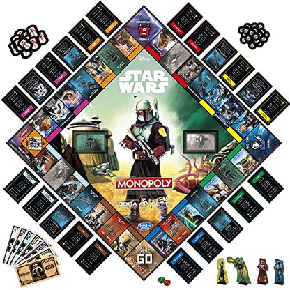 Monopoly: Star Wars Boba Fett Edition Board Game for Kids Ages 8+, Inspired by The Star Wars Movies and The Mandalorian TV Series