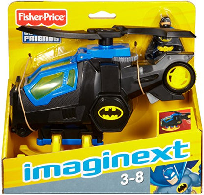 Fisher-Price Imaginext DC Super Friends Batman Toy Helicopter with Spinning Propellers and Batman Figure for Preschool Pretend Play