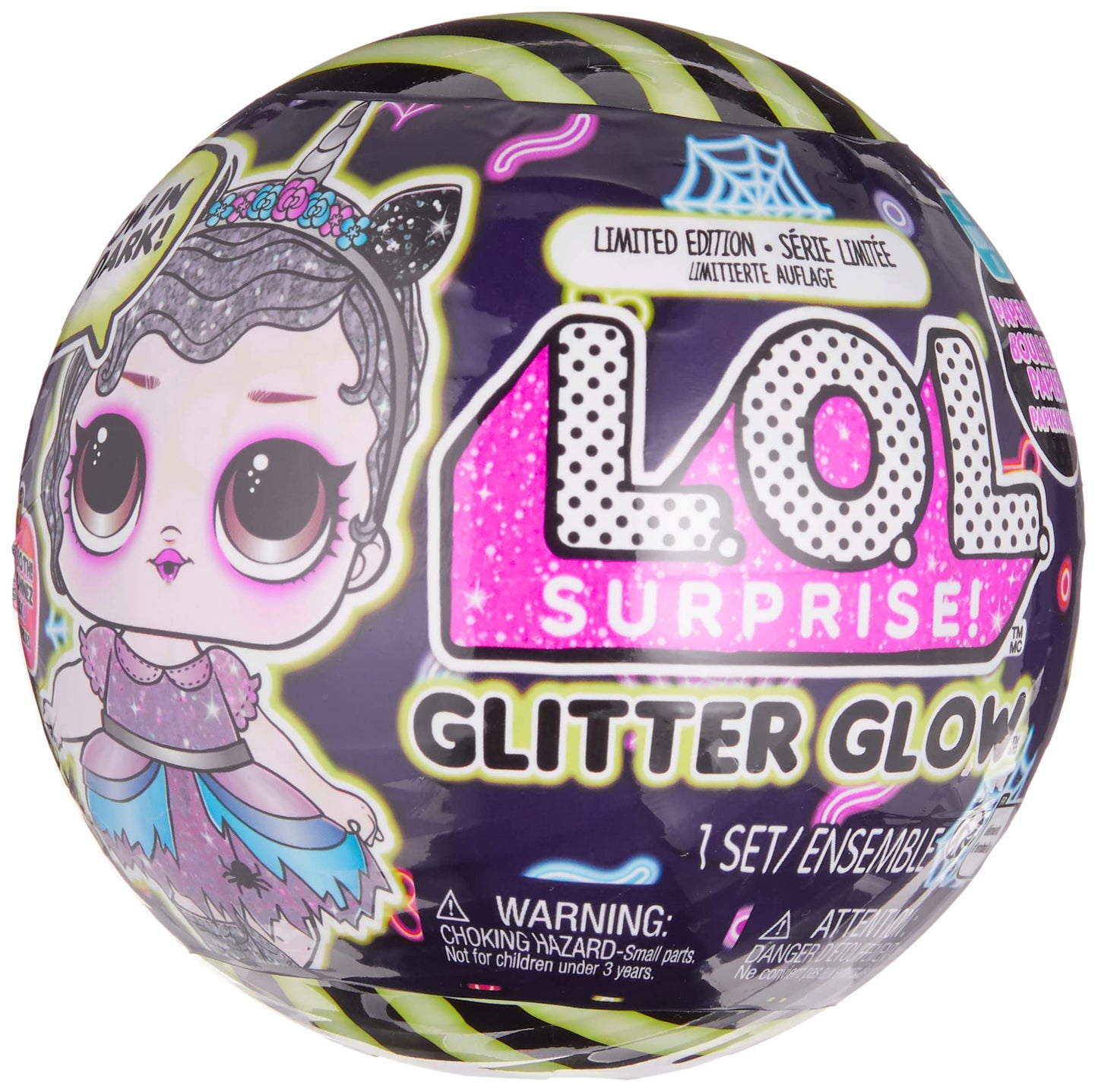 LOL Surprise Glitter Glow Doll Enchanted B.B. with 7 Surprises in Paper Ball, Limited Edition Halloween Glow-in-the-Dark Collectible Doll, Holiday Toy, Great Gift for Kids Girls Ages 4 5 6+ Years Old