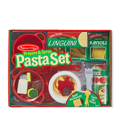 Melissa & Doug Prepare & Serve Pasta Play Food Set - Wooden Play Food Sets For Kids Kitchen, Pretend Play Kitchen Toys For Kids Ages 3+,Yellow